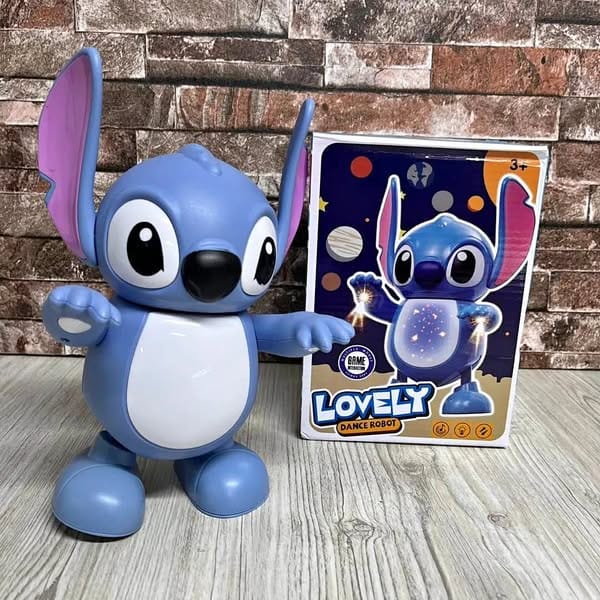 Figura de Stitch que baila junto a su caja